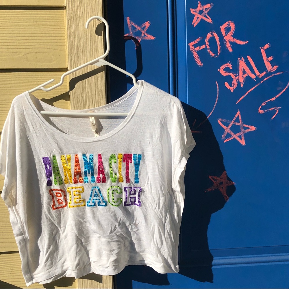 “Panama City Beach” rainbow color summer crop top